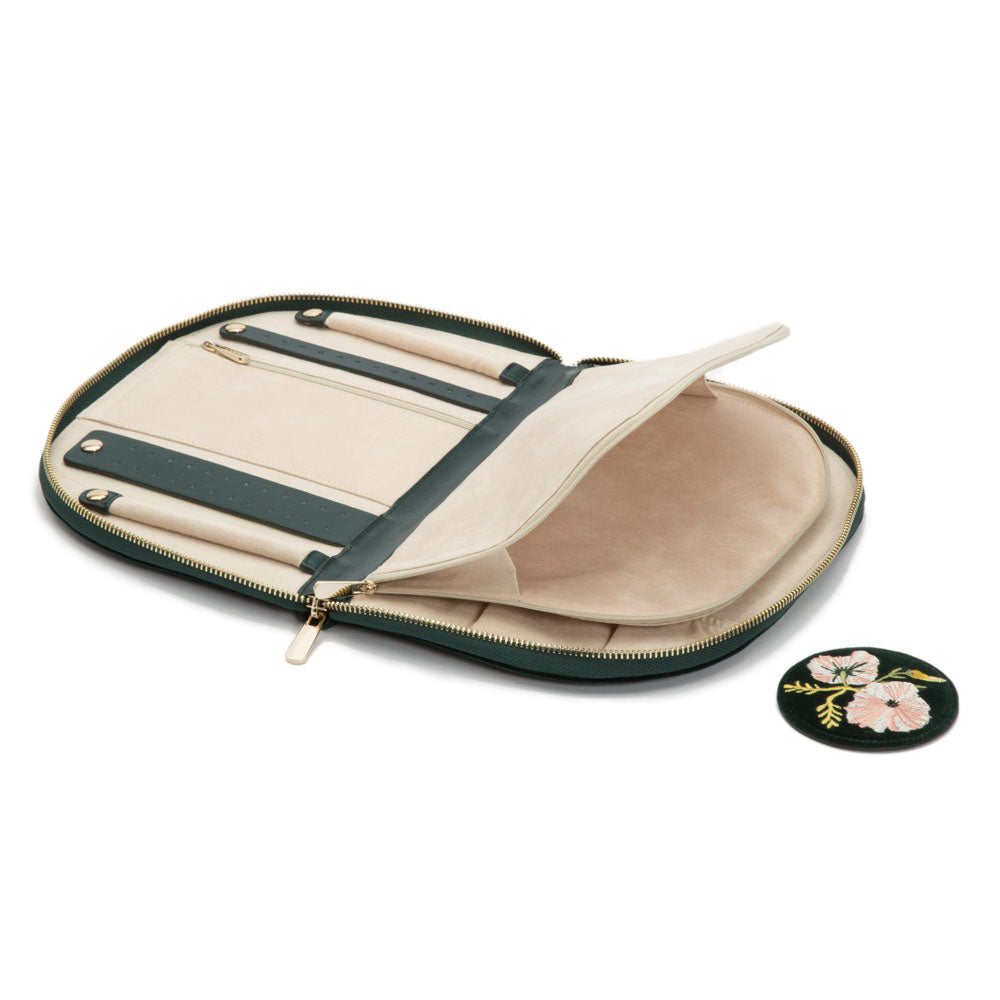WOLF 1834 Zoe Portfolio – Forest Green Velvet Jewelry Travel Case - Image 5