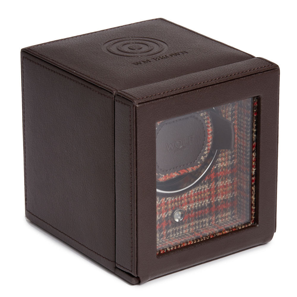 WOLF 1834 WM Brown Single Watch Winder – Brown Vegan Leather with Negroni Tweed - Image 2