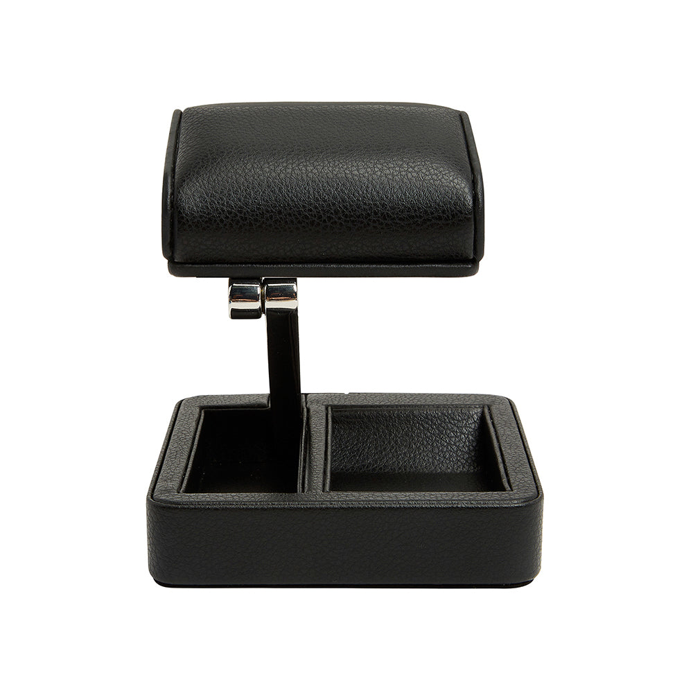WOLF 1834 Roadster Single Travel Watch Stand - Black Vegan Leather - Image 1