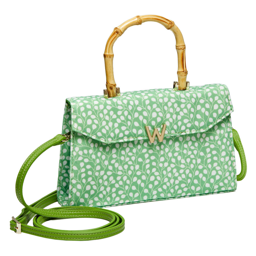 WOLF 1834 Evie Large Bag – Green Leaves Hand-Printed Crossbody - Image 3