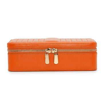 WOLF 1834 Maria Medium Zip Case – Tangerine Leather Jewelry Travel Case - Image 1