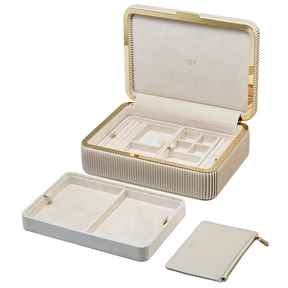 WOLF 1834 Bella Medium Jewelry Box - Bone (3 Removable Trays, 10 Compartments, LusterLoc™ Lining) - Image 6
