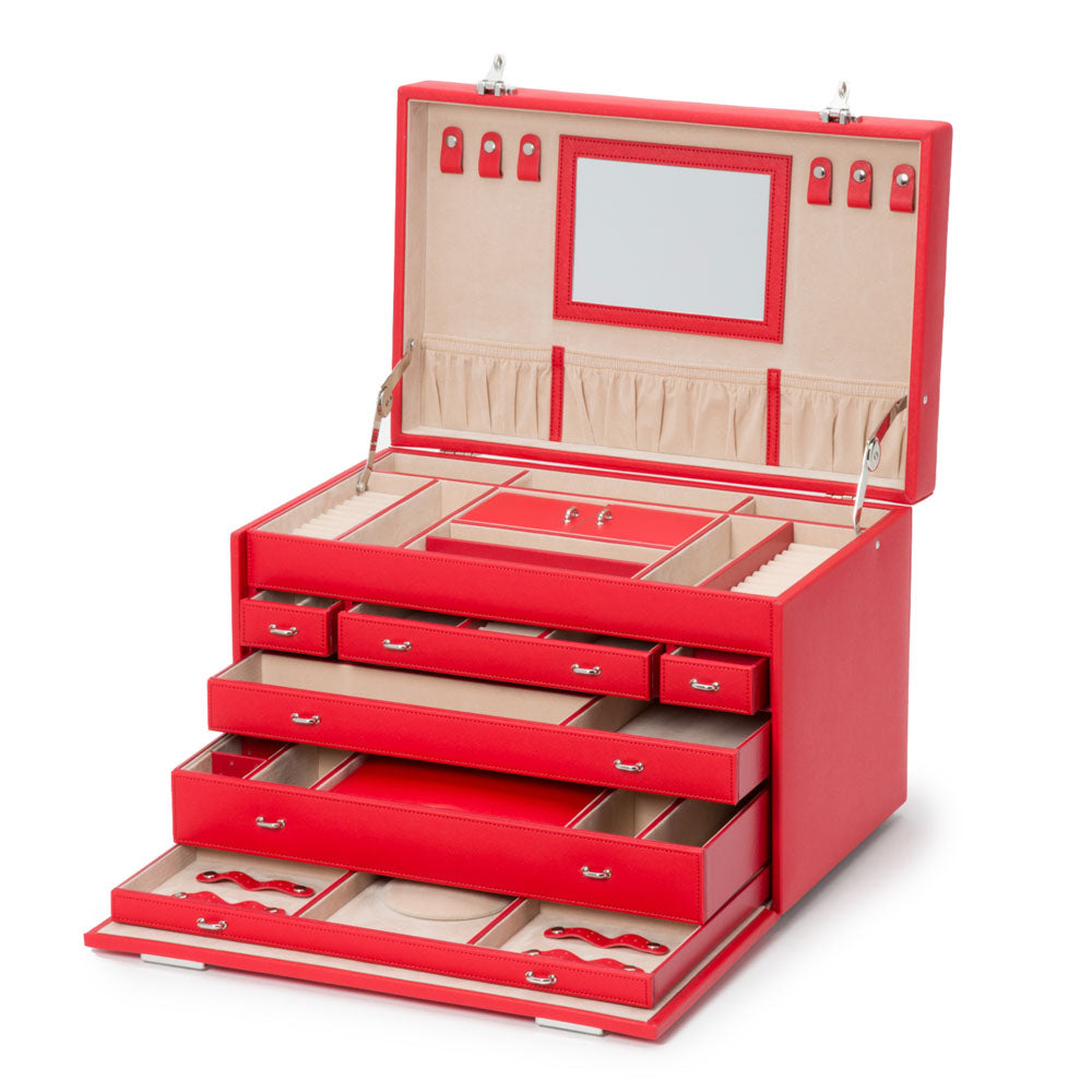 WOLF 1834 Heritage Jewelry Armoire – Red Saffiano Vegan Leather with Travel Case - Image 3