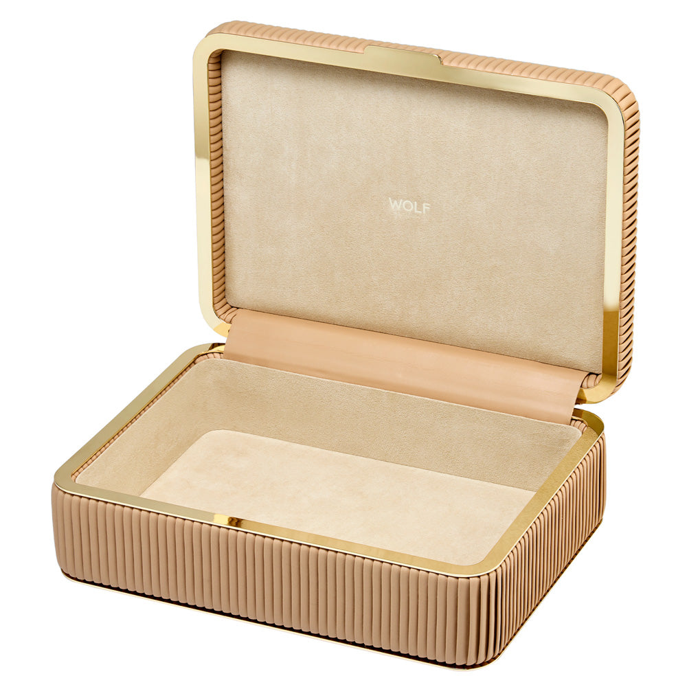 WOLF 1834 Bella Medium Jewelry Box - Mocha (10 Compartments + Zip Pouch) - Image 4