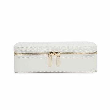 WOLF 1834 Maria Medium Zip Case - White Leather Jewelry Travel Case - Image 1