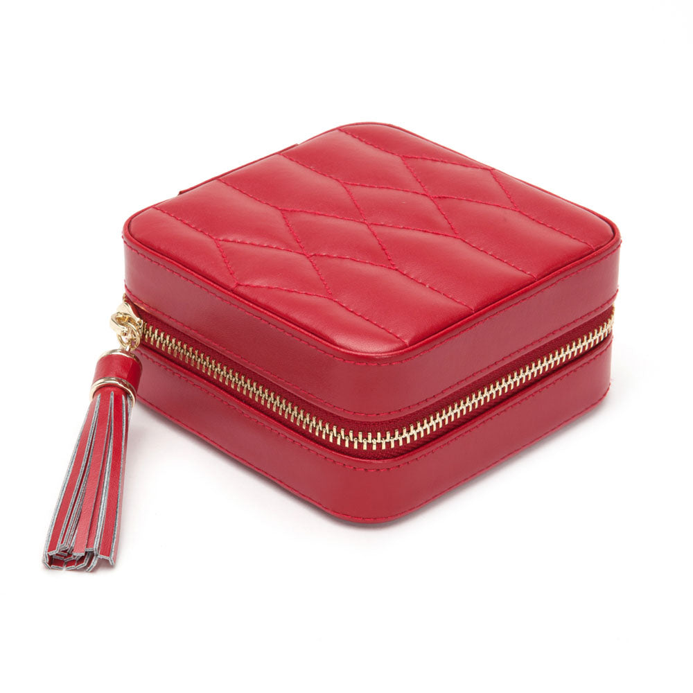 WOLF 1834 Caroline Zip Travel Case – Red Leather Jewelry Organizer with LusterLoc™ - Image 2