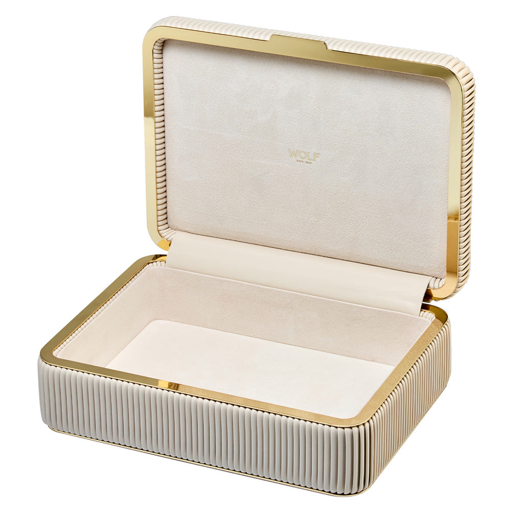 WOLF 1834 Bella Medium Jewelry Box - Bone (3 Removable Trays, 10 Compartments, LusterLoc™ Lining) - Image 4