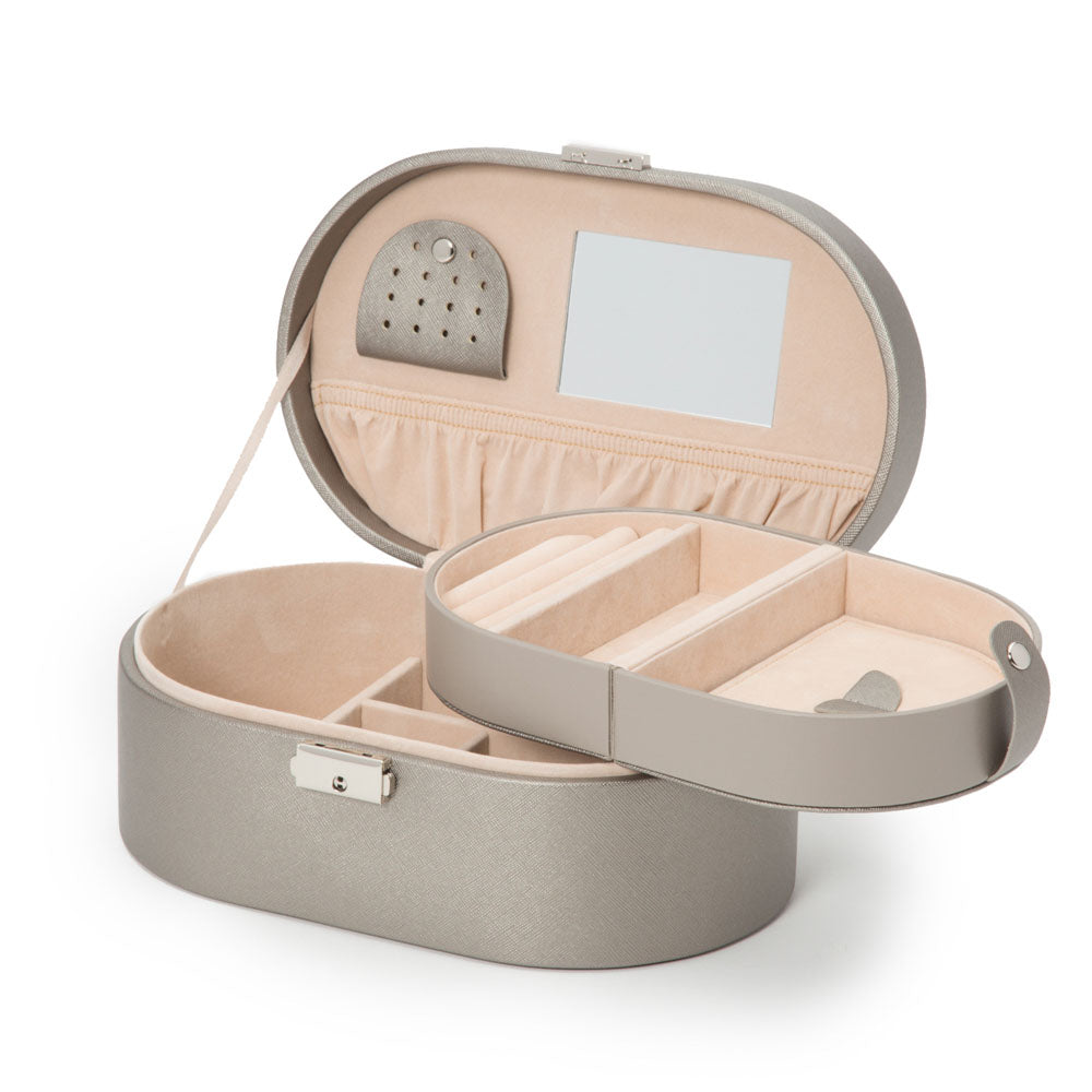 WOLF 1834 Heritage Oval Jewelry Box – Pewter Saffiano - Image 4