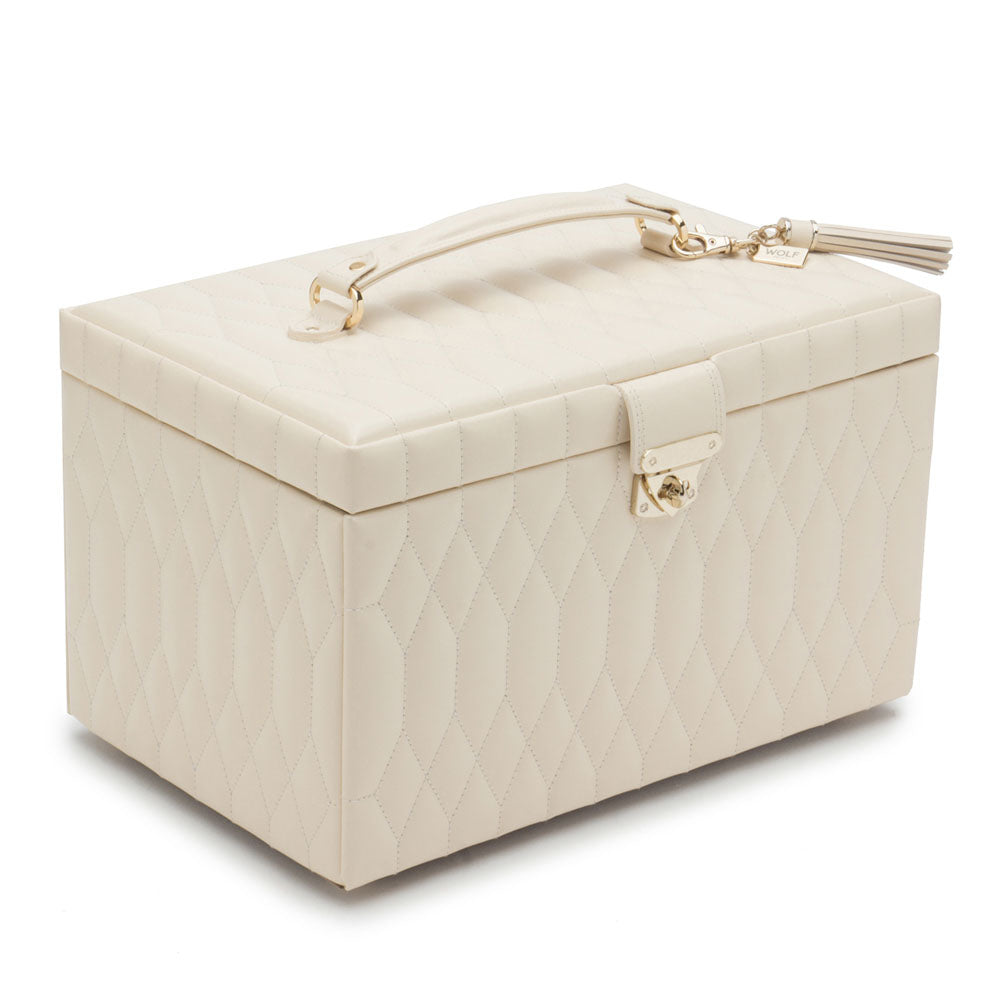 WOLF 1834 Caroline Large Jewelry Case - Ivory (19 Compartments + Travel Case) - Image 2