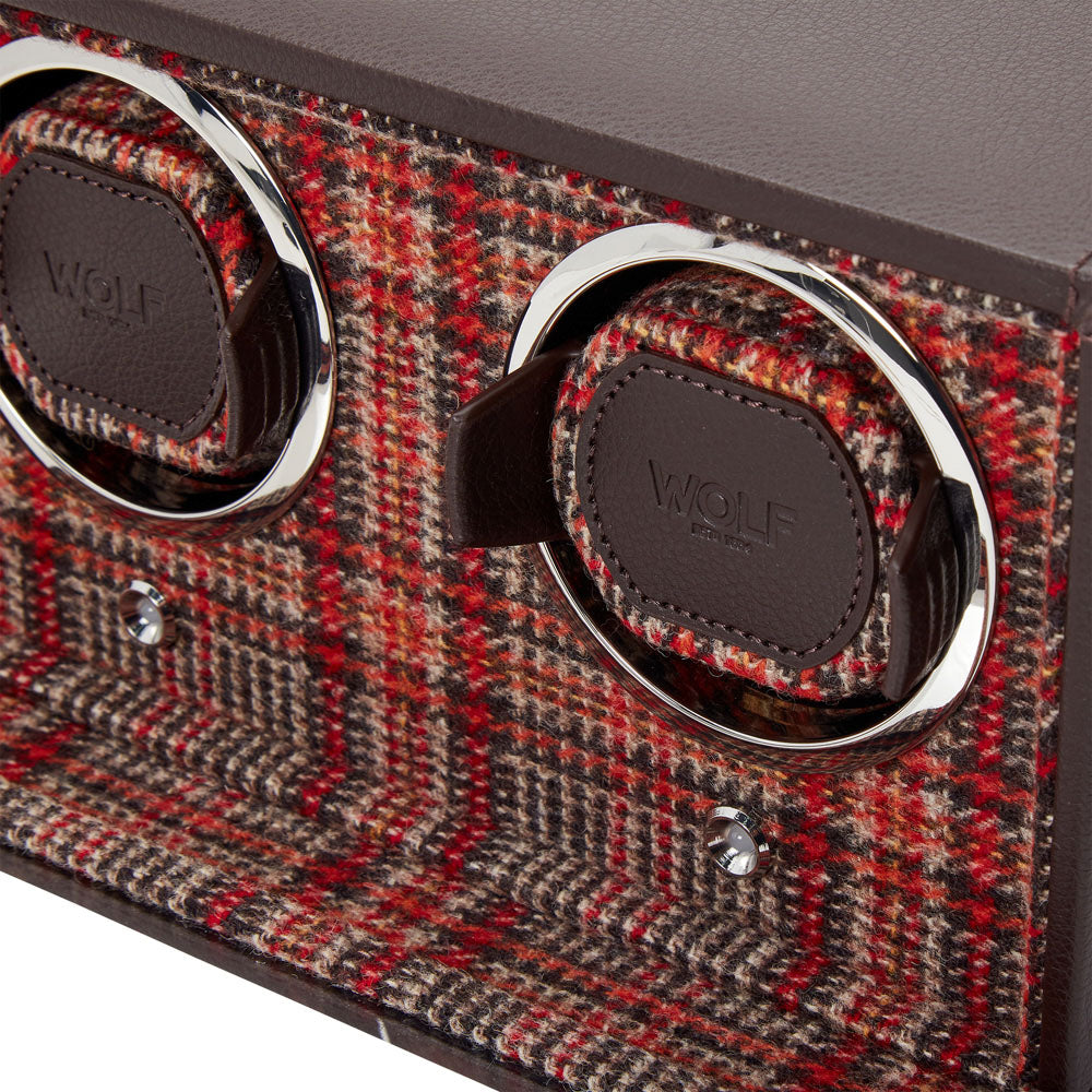 WOLF 1834 WM Brown Double Watch Winder – Brown Vegan Leather, 2 Watch Capacity - Image 3