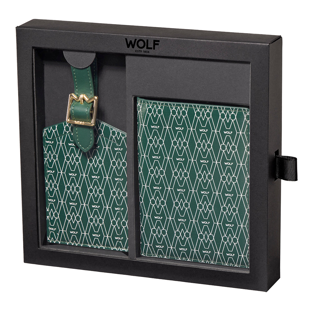 WOLF 1834 Signature Passport & Luggage Tag Gift Set - Green - Image 1