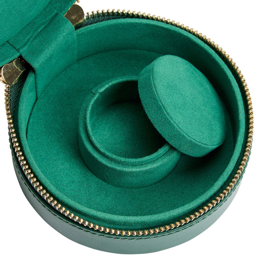 WOLF 1834 Sophia Round Zip Case – Forest Green | Jewelry Travel Case with LusterLoc™ - Image 5