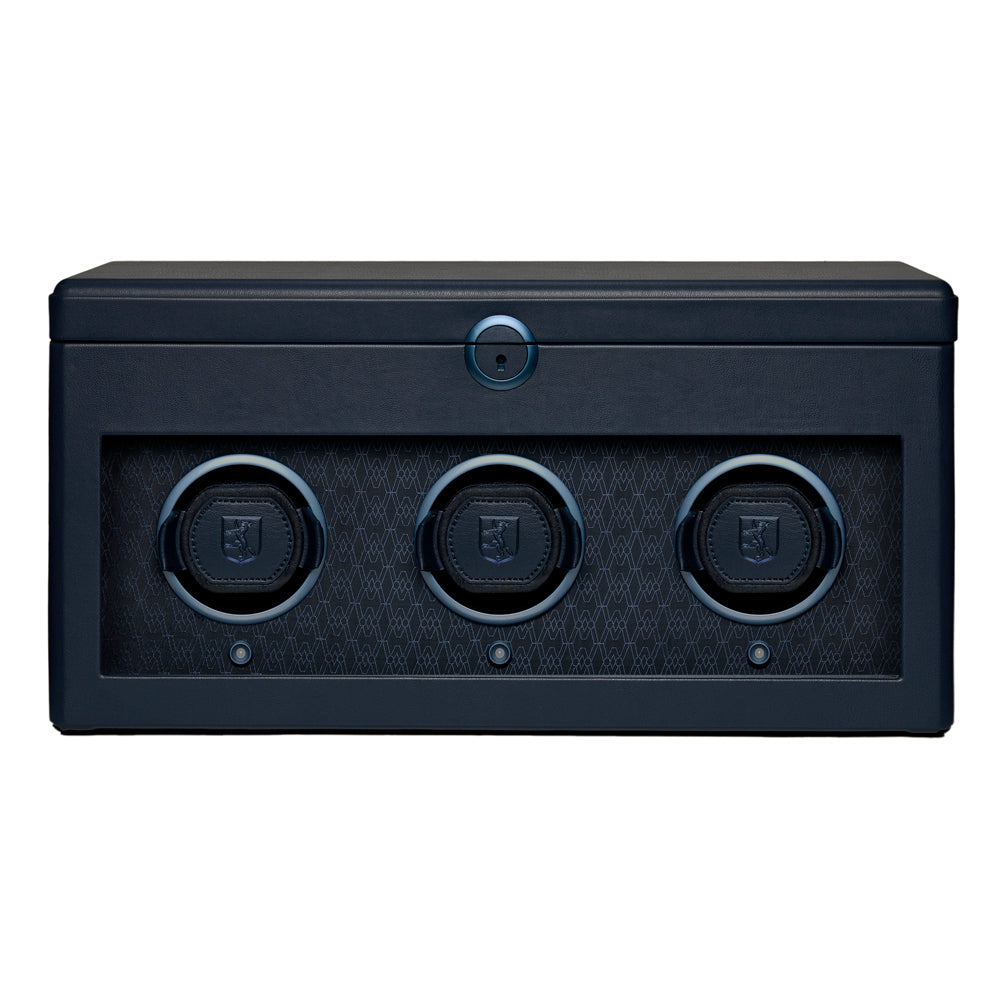 WOLF 1834 Earth Triple Watch Winder – Midnight Blue (3 Watch Capacity + 5 Watch Storage) - Image 1
