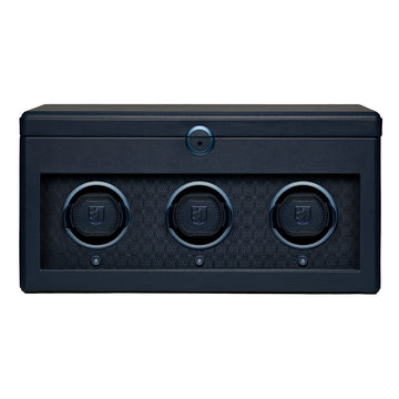 WOLF 1834 Earth Triple Watch Winder – Midnight Blue (3 Watch Capacity + 5 Watch Storage) - Image 1