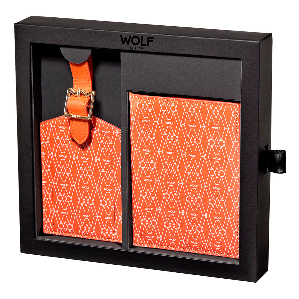WOLF 1834 Signature Passport & Luggage Tag Gift Set – Orange - Image 1