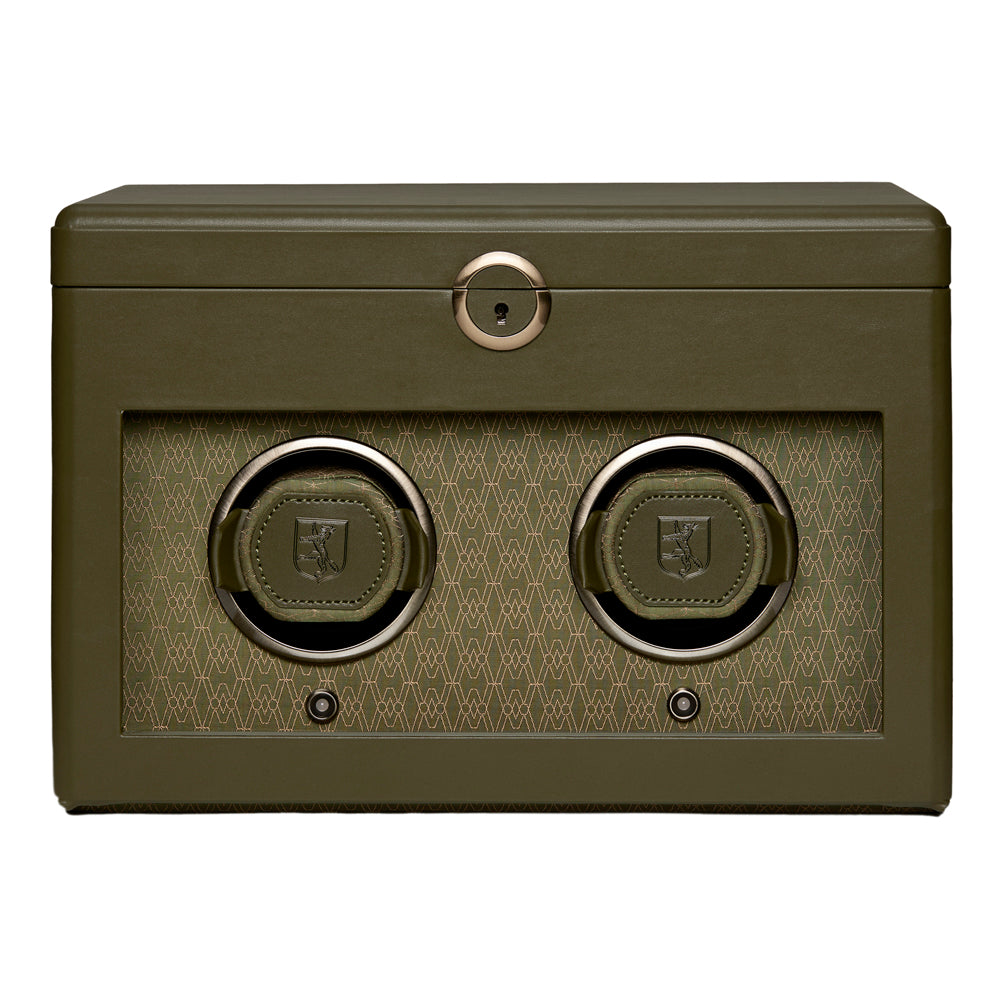 WOLF 1834 Earth Double Watch Winder – Olive (2-Wind, 3-Storage) - Image 1