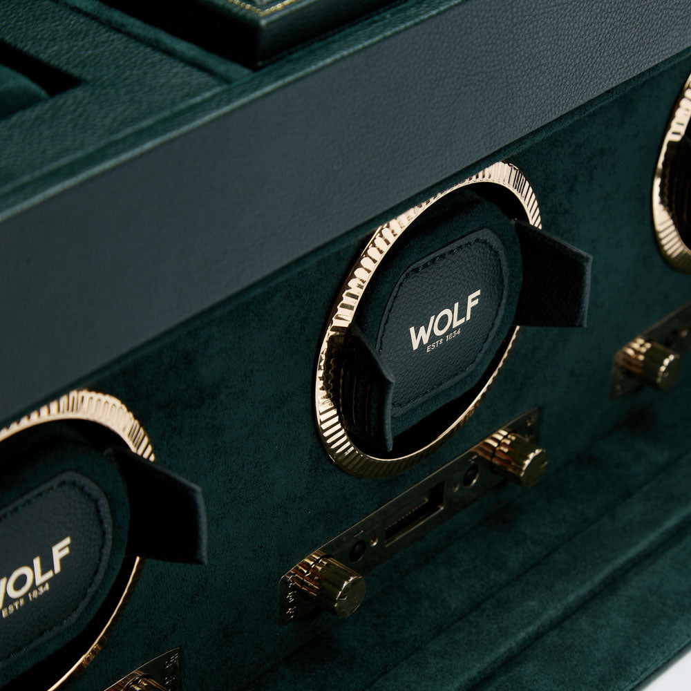 WOLF 1834 British Racing Triple Watch Winder with Storage – Green Vegan Leather - Image 5