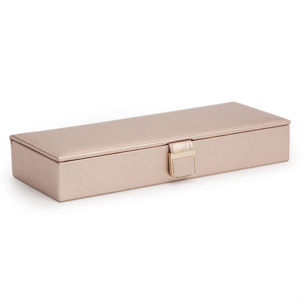 WOLF 1834 Palermo Safe Deposit Box - Rose Gold Leather Jewelry Travel Case - Image 2