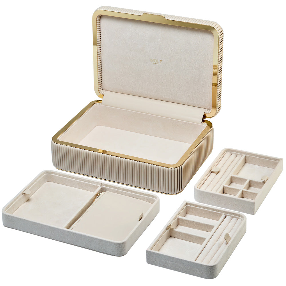 WOLF 1834 Bella Medium Jewelry Box - Bone (3 Removable Trays, 10 Compartments, LusterLoc™ Lining) - Image 7