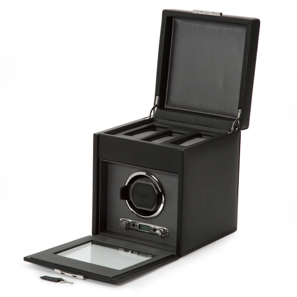 WOLF 1834 Classic Single Watch Winder with Storage – Black - Image 3