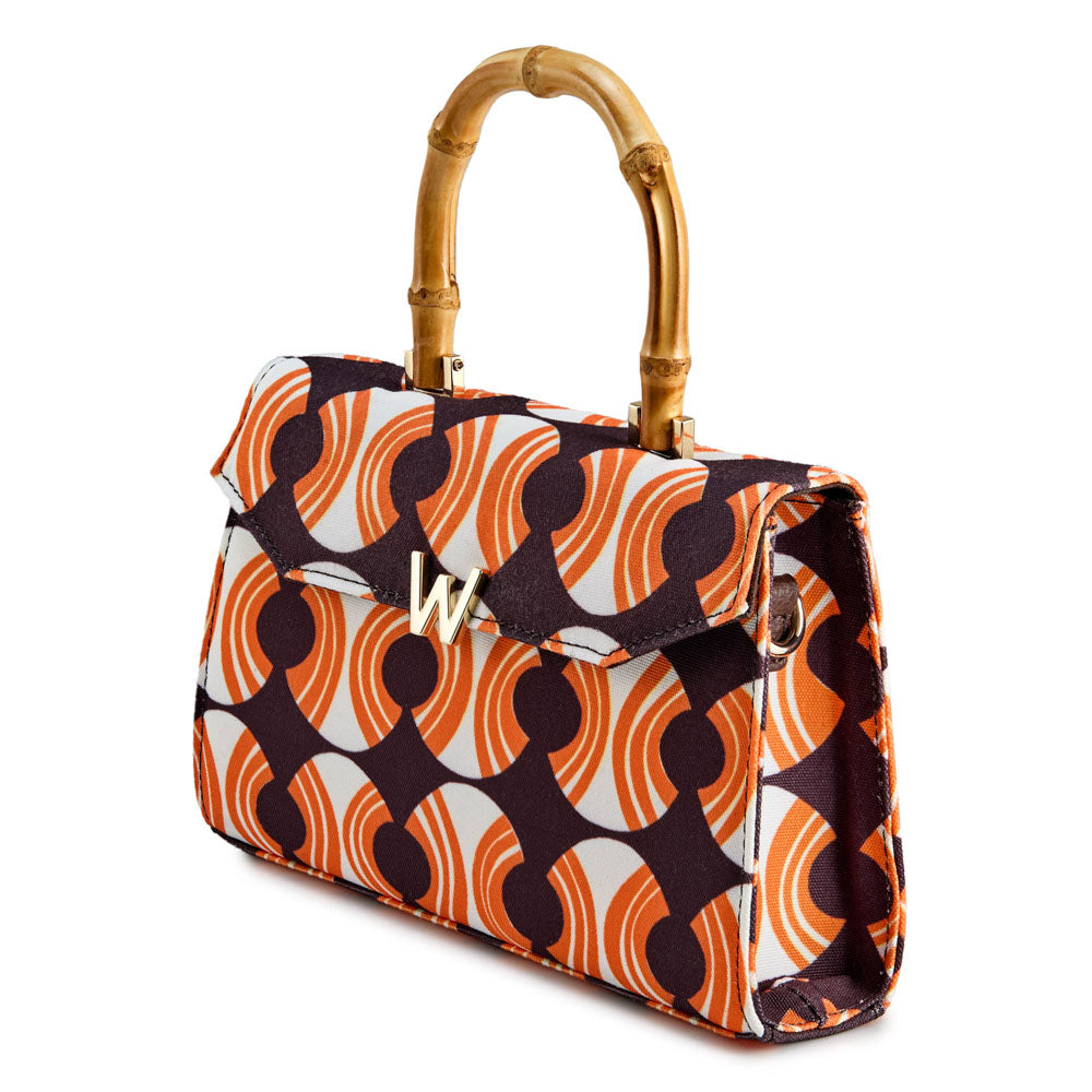 WOLF 1834 Evie Large Bag – Echo Tang Brown | Hand-Printed Occasion Bag with Bamboo Handle - Image 2