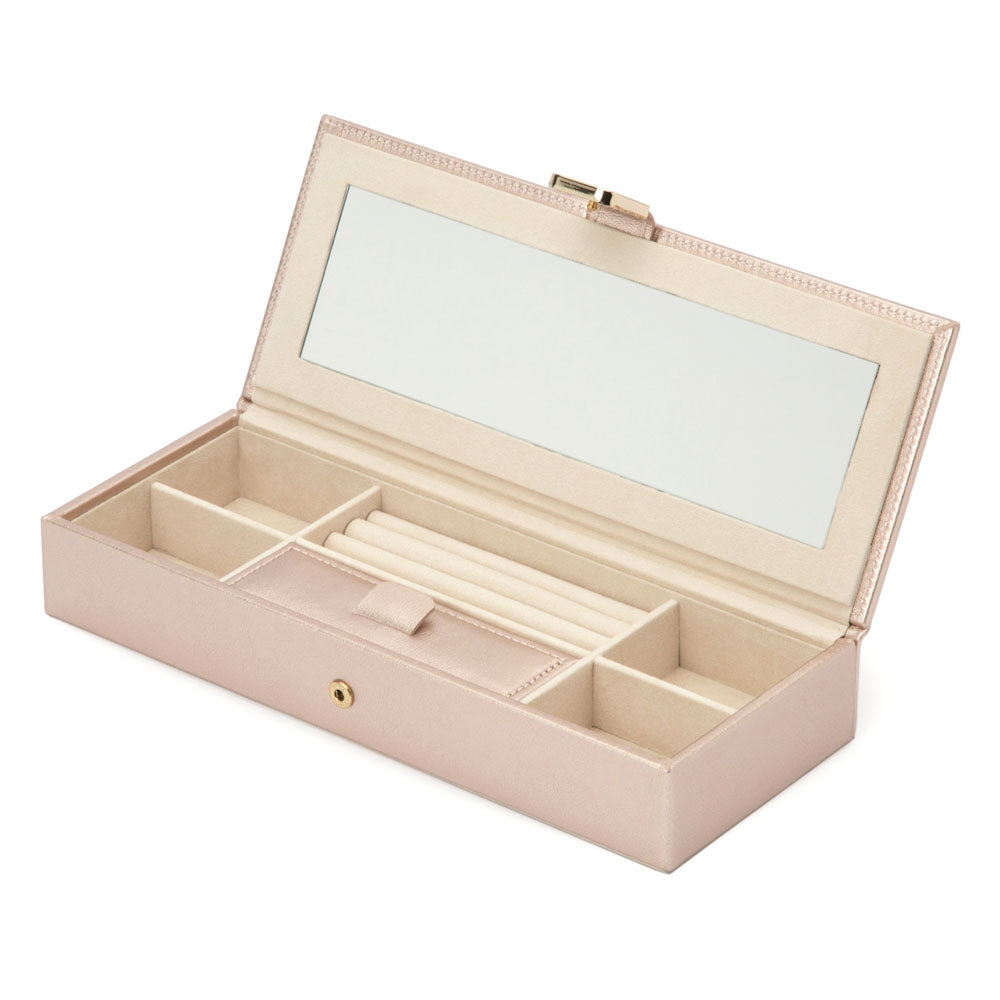 WOLF 1834 Palermo Safe Deposit Box - Rose Gold Leather Jewelry Travel Case - Image 3