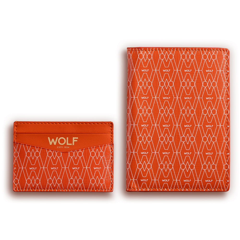 WOLF 1834 Signature Passport & Card Case Gift Set - Orange - Image 2