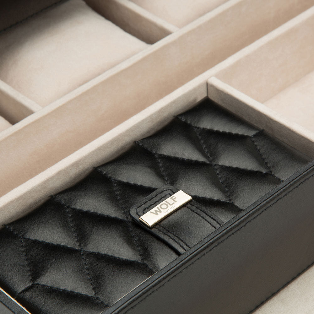 WOLF 1834 Caroline Extra Large Jewelry Case – Black, 43-Compartment Storage with LusterLoc™ Anti-Tarnish Lining - Image 5