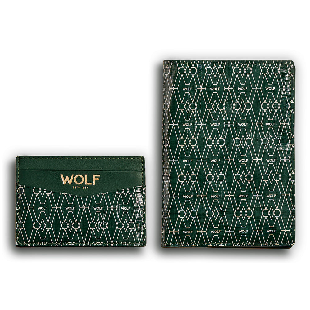 WOLF 1834 Signature Passport & Card Case Gift Set – Green - Image 2