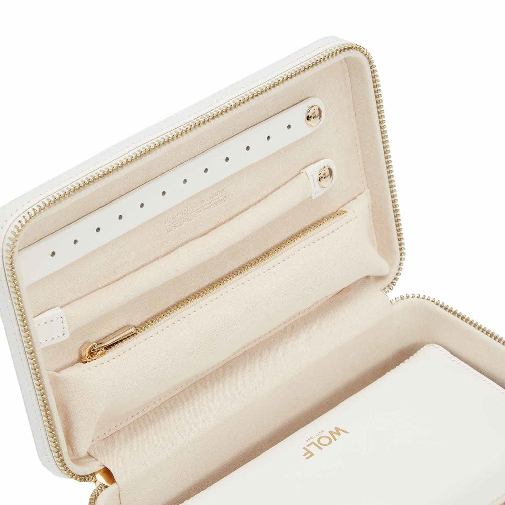 WOLF 1834 Maria Medium Zip Case - White Leather Jewelry Travel Case - Image 5