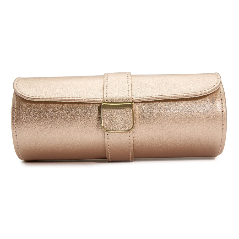 WOLF 1834 Palermo Double Watch Roll with Jewelry Pouch – Rose Gold - Image 1