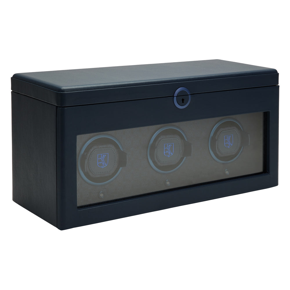 WOLF 1834 Earth Triple Watch Winder – Midnight Blue (3 Watch Capacity + 5 Watch Storage) - Image 2