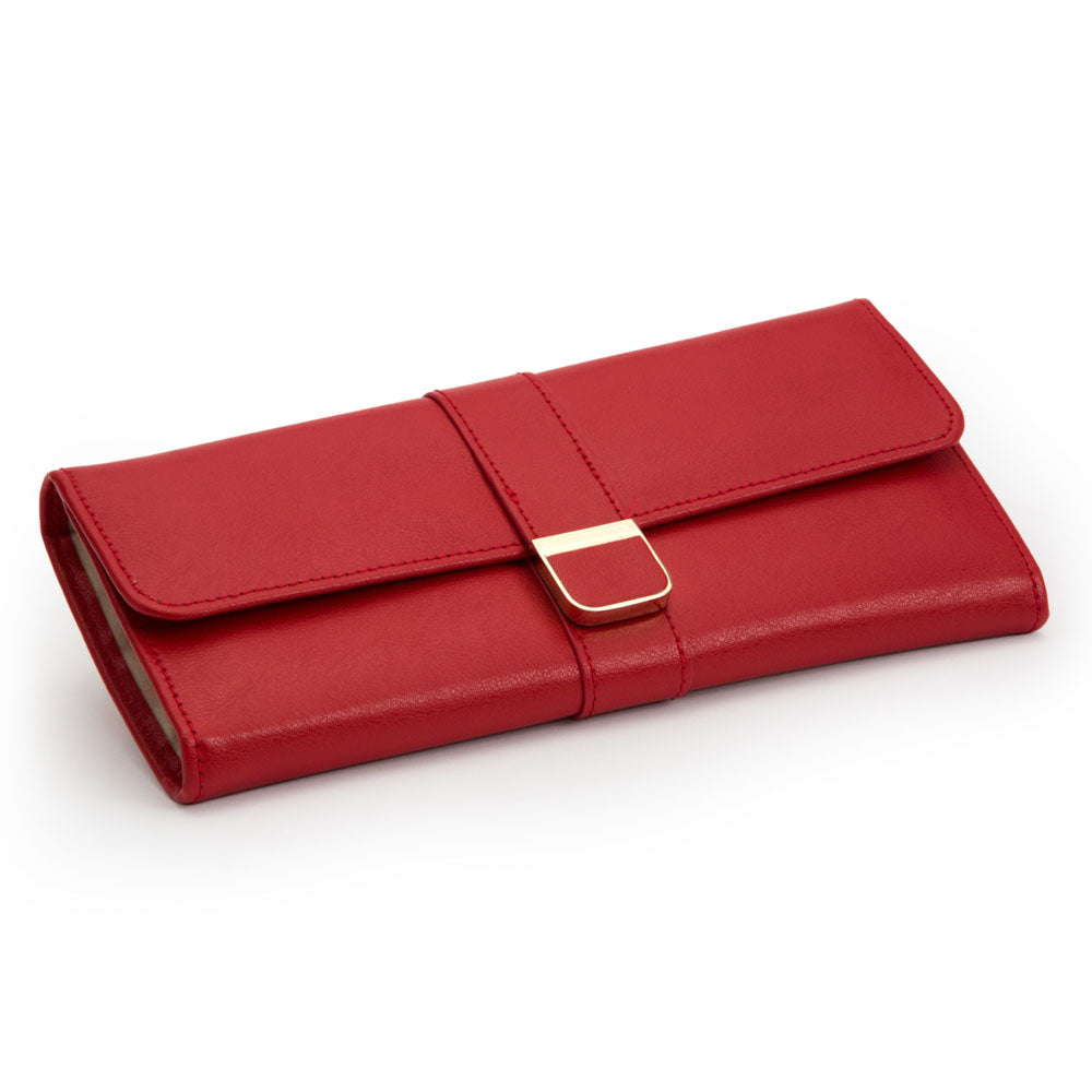 WOLF 1834 Palermo Jewelry Roll – Red Leather Travel Case with LusterLoc™ Anti-Tarnish Lining - Image 2