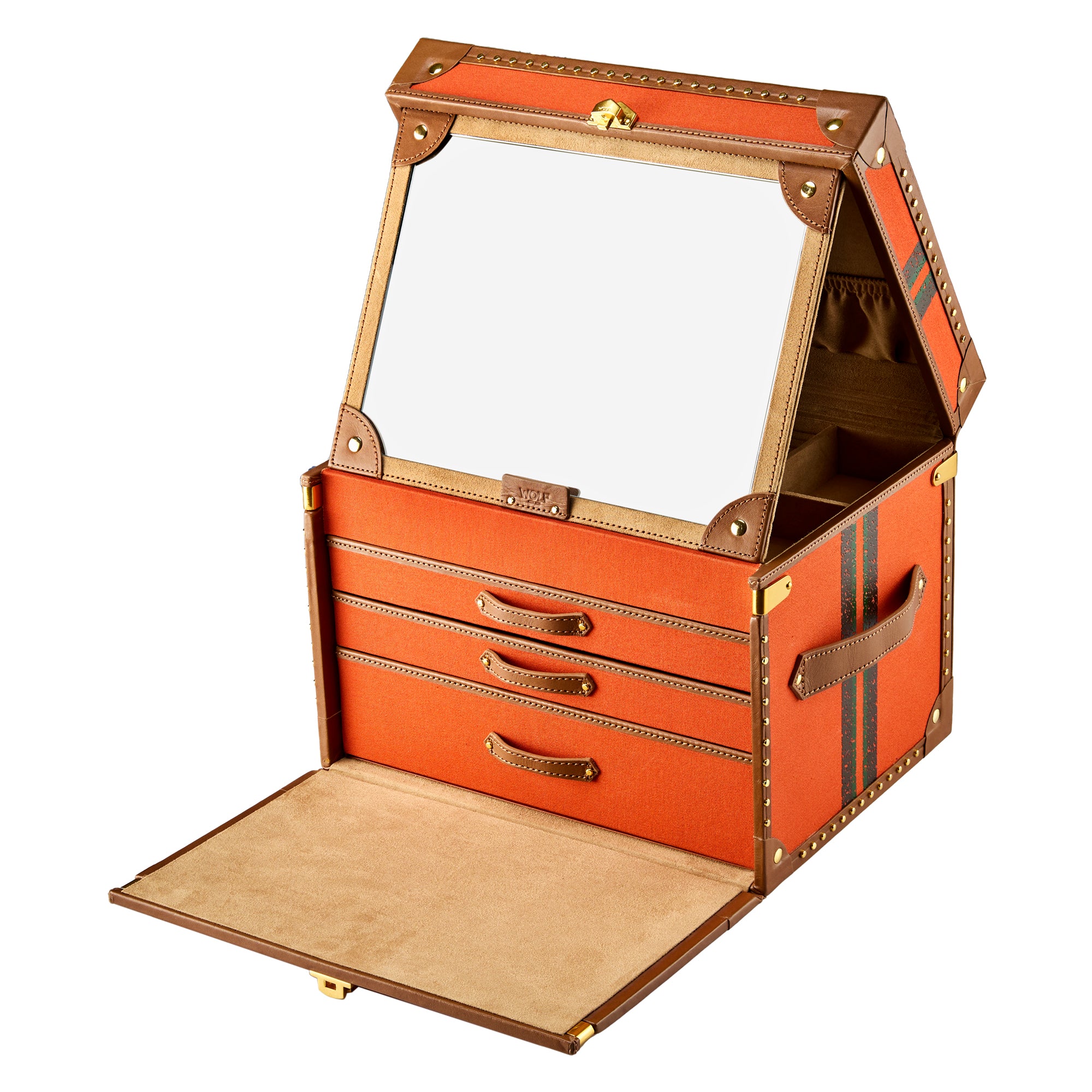 WOLF 1834 Ida Trunk Jewelry Box – Orange, 11" L x 8.5" W x 8.75" H - Image 4
