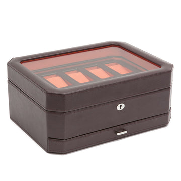 WOLF 1834 Windsor 10-Piece Watch Box with Drawer – Windsor Brown/Orange - Image 1