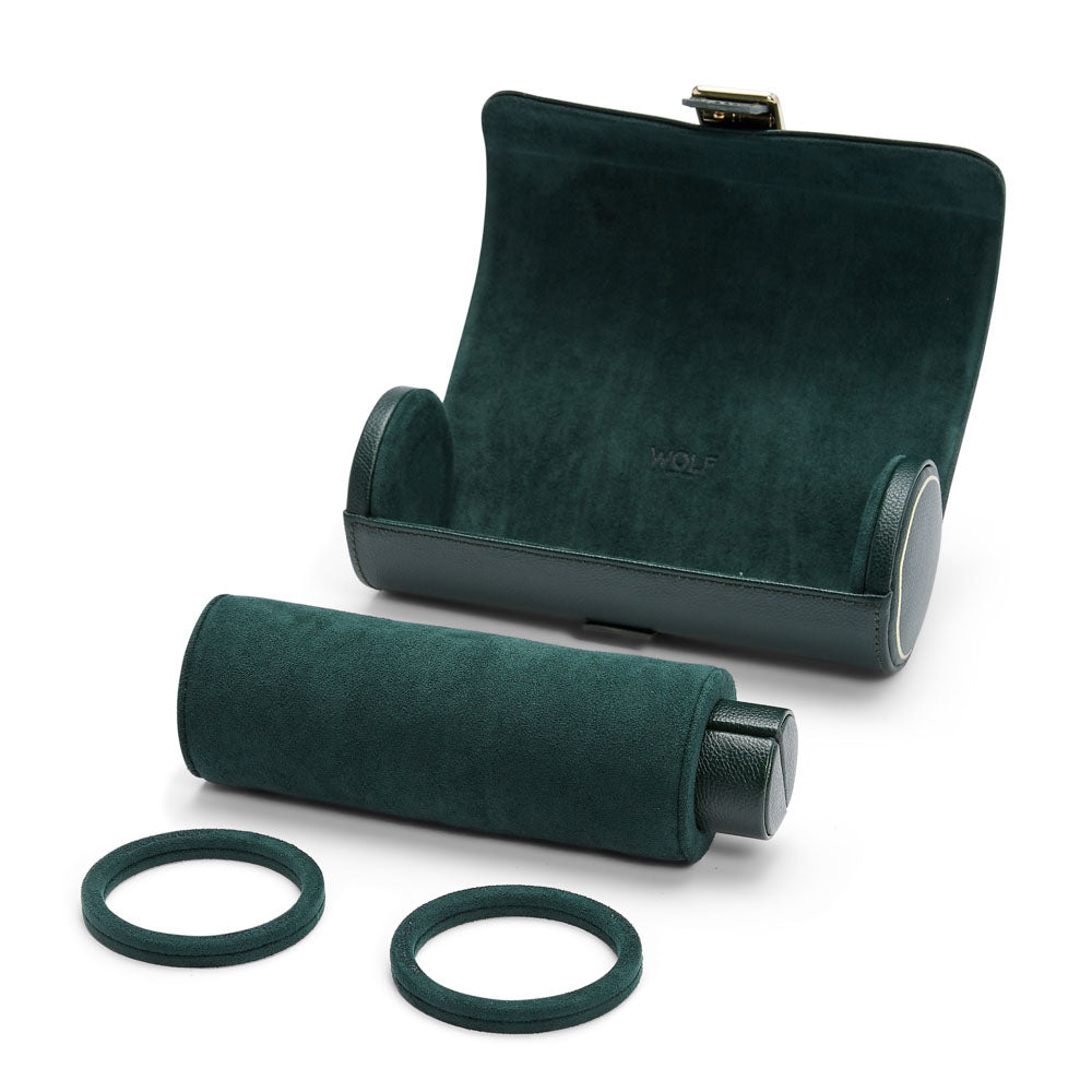 WOLF 1834 British Racing Triple Watch Roll – Green, 3‑Watch Travel Case with Hidden Jewelry Capsule - Image 4