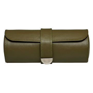 WOLF 1834 Earth Triple Watch Roll – Olive Apple Leather - Image 1