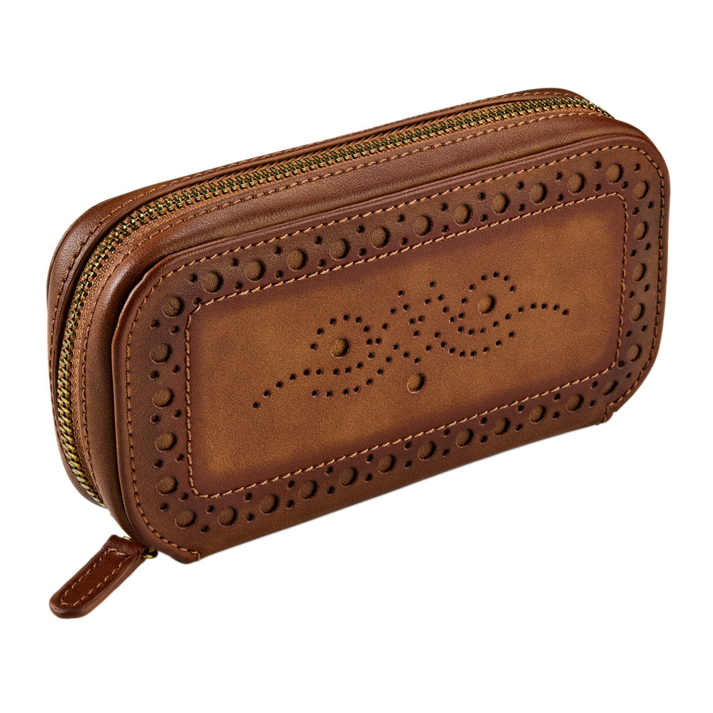 WOLF 1834 Brogue 2-Piece Watch Zip Case - Burnished Brown - Image 3