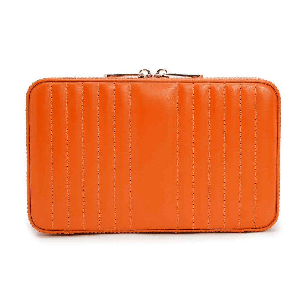WOLF 1834 Maria Medium Zip Case – Tangerine Leather Jewelry Travel Case - Image 3
