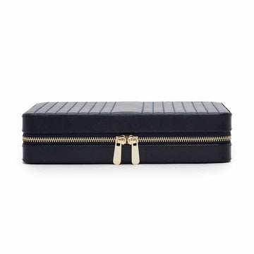 WOLF 1834 Maria Large Zip Case – Navy Leather Jewelry Travel Organizer - Image 1