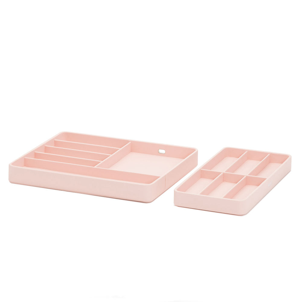 WOLF 1834 Watch Valet with Strap Tray for Apple Watch – Rose Quartz, 10-Compartment Storage - Image 2