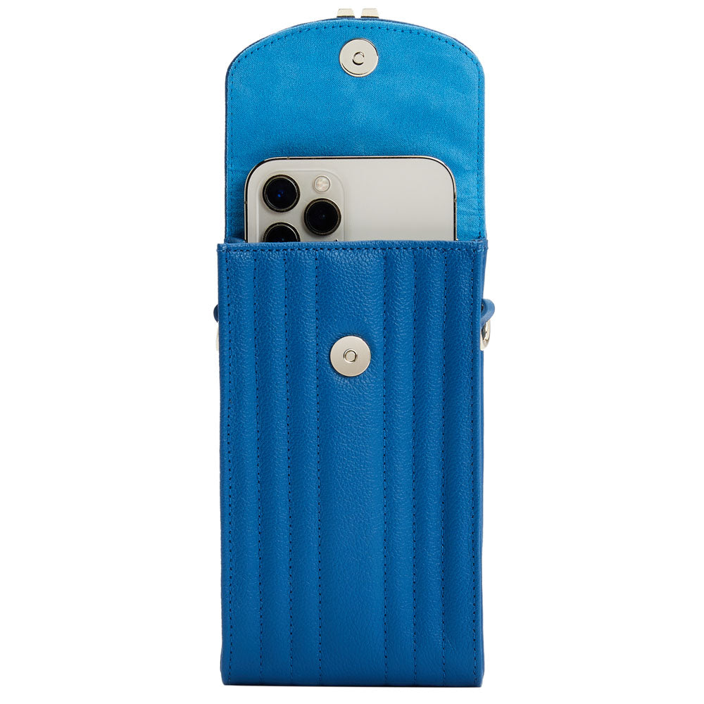 WOLF 1834 Mimi Phone Case with Wristlet & Lanyard – Marine Leather - Image 4