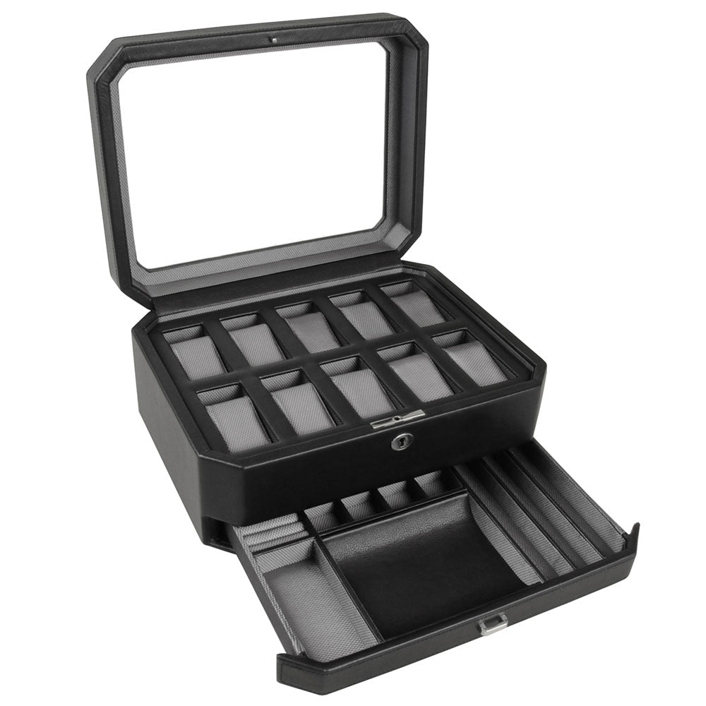 WOLF 1834 Windsor 10-Piece Watch Box with Drawer – Windsor Black - Image 3