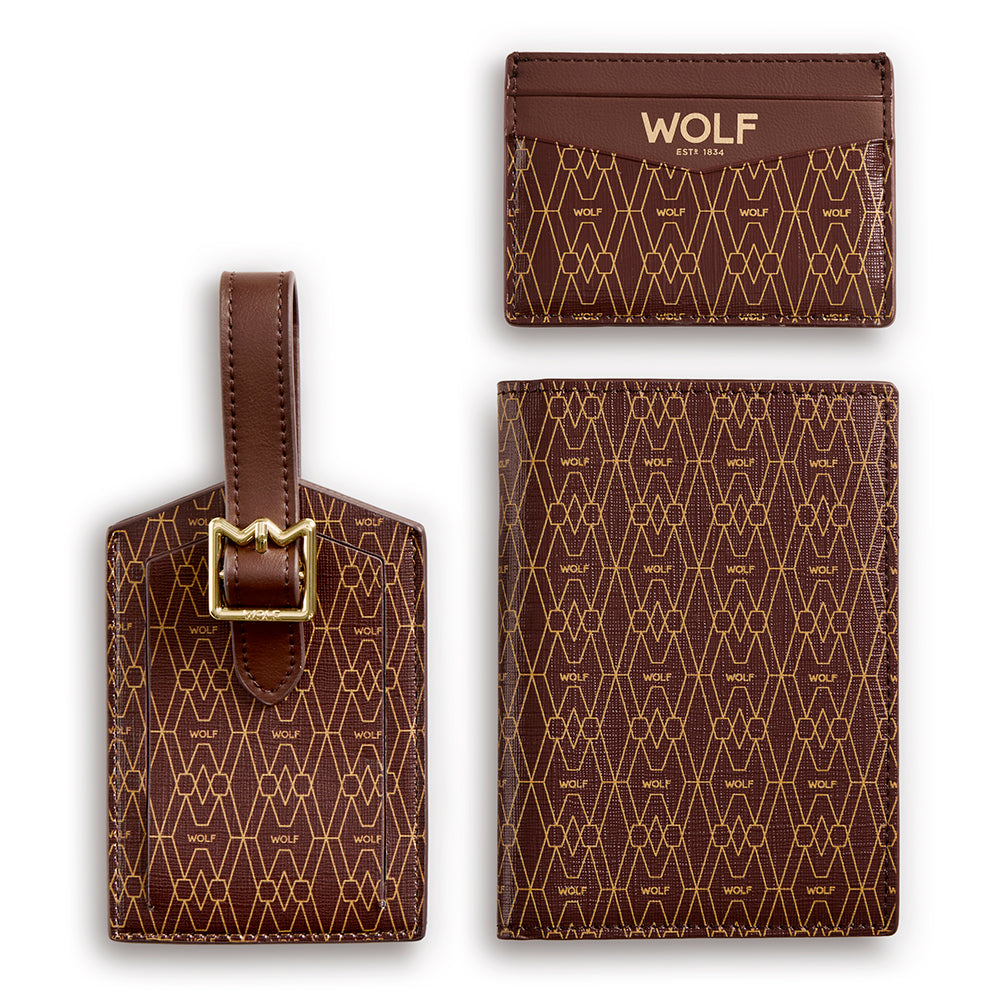 WOLF 1834 Signature Passport, Card Case & Luggage Tag Gift Set – Brown - Image 2