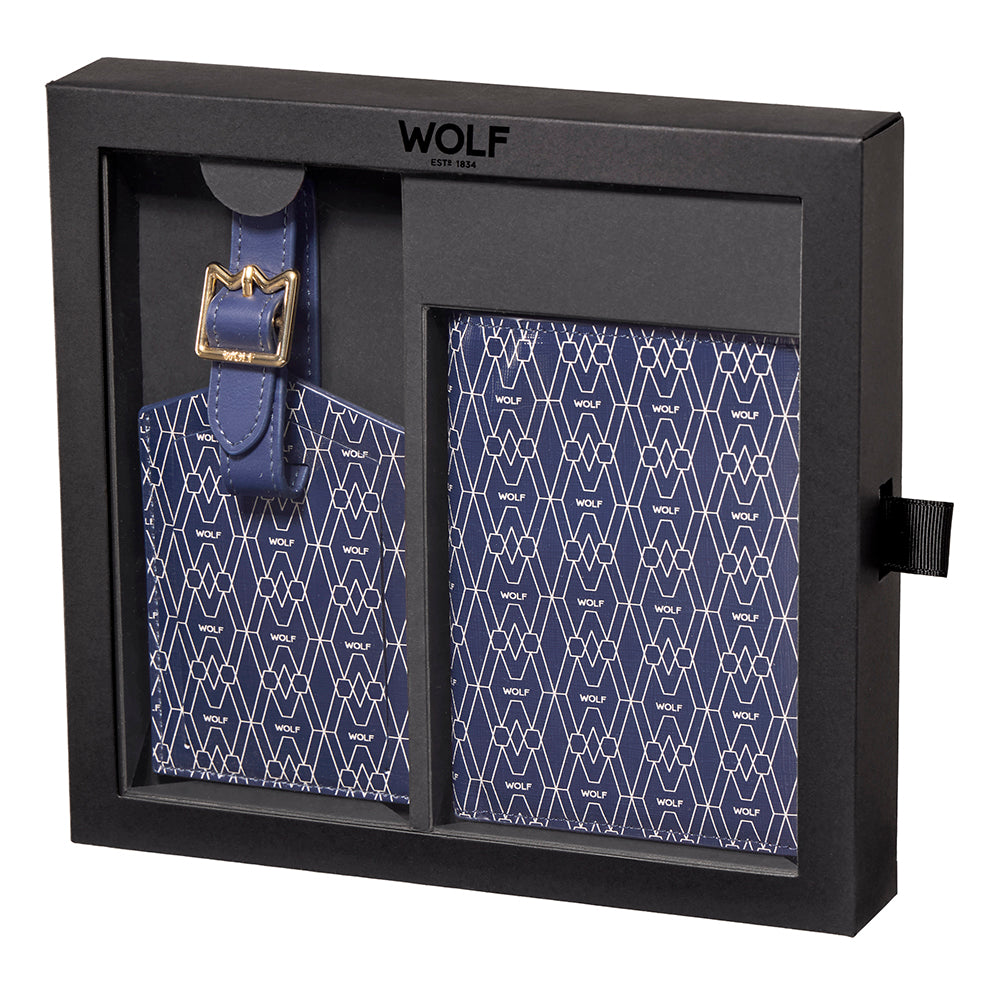 WOLF 1834 Signature Passport & Luggage Tag Gift Set – Blue - Image 1