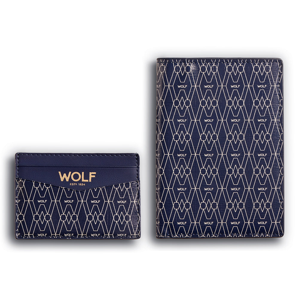 WOLF 1834 Signature Passport & Card Case Gift Set – Blue - Image 2