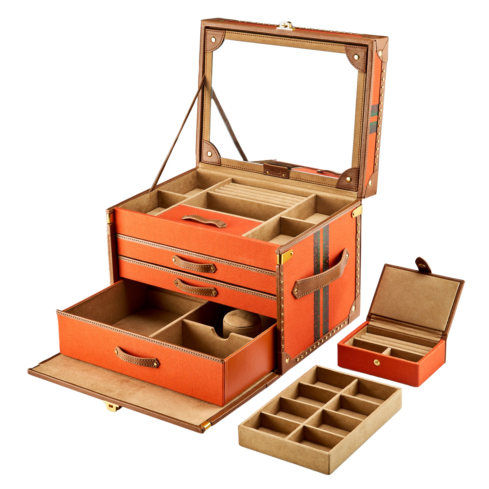 WOLF 1834 Ida Trunk Jewelry Box – Orange, 11" L x 8.5" W x 8.75" H - Image 6