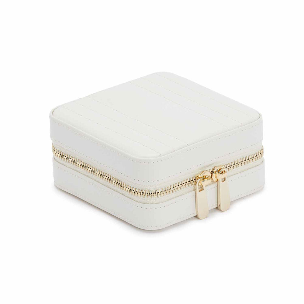 WOLF 1834 Maria Small Zip Case – White Leather Jewelry Travel Case - Image 2
