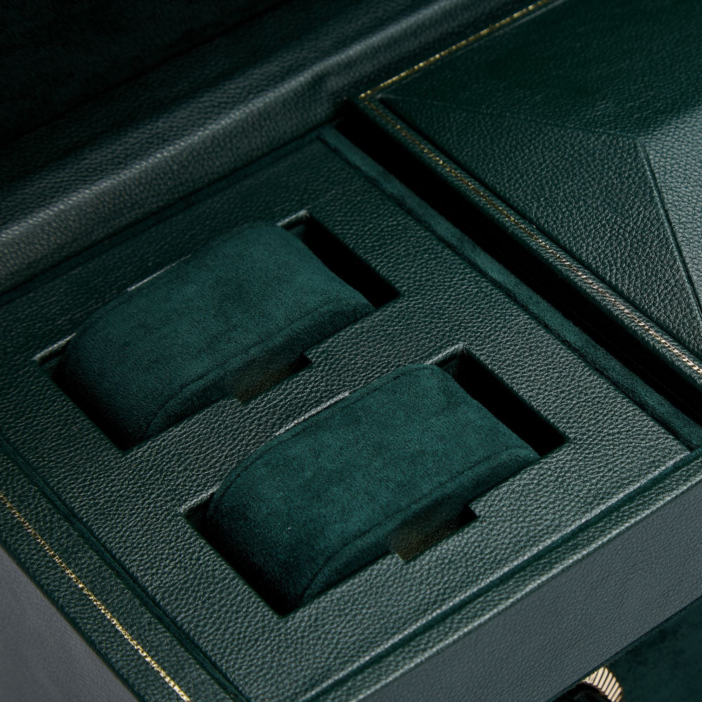 WOLF 1834 British Racing Triple Watch Winder with Storage – Green Vegan Leather - Image 6