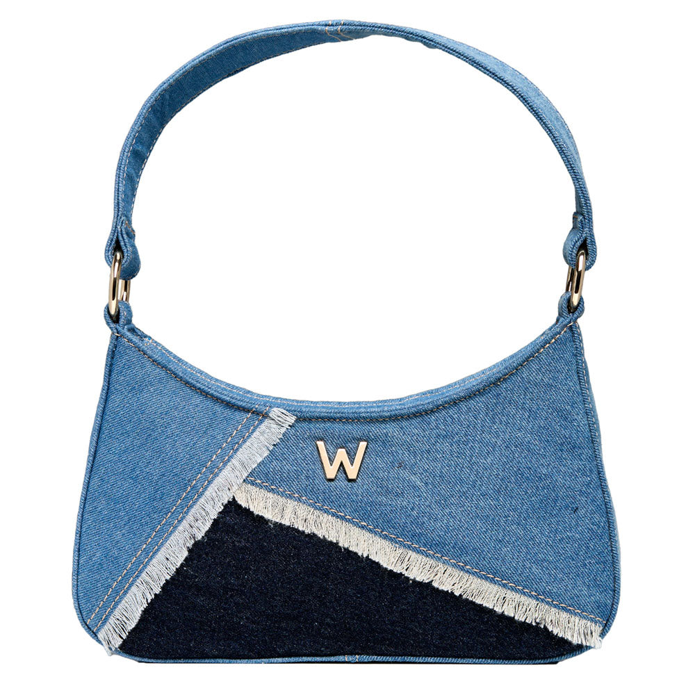 WOLF 1834 Mimi Swirl Shoulder Bag with Scarf Limited Edition – Patchwork Denim - Image 1